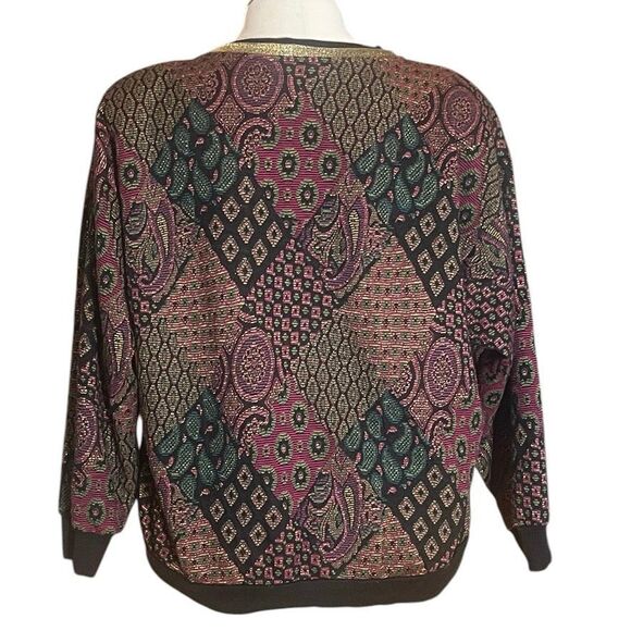 Kathleen Usherwood Vintage Paisley Patchwork Print Metallic Accents Shirt - Picture 5 of 8